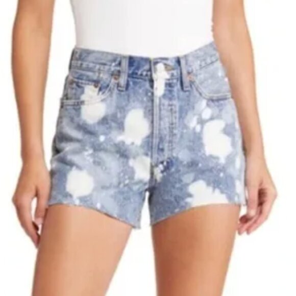 Re/Done Splash Denim 70's High Rise Shorts, Size 29 - Picture 2 of 7